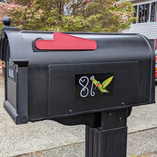 Hummingbird Mailbox Nummer Whimsical  Zwart Bumpersticker