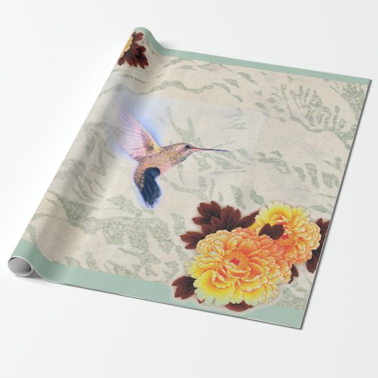 HUMMINGBIRD MARIGOLD Wrapppapier Cadeaupapier (Uitgerold)