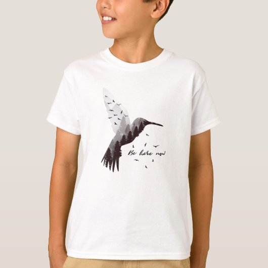 Hummingbird met bos ben hier nu t-shirt (Voorkant)