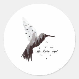 Hummingbird met bos ronde sticker