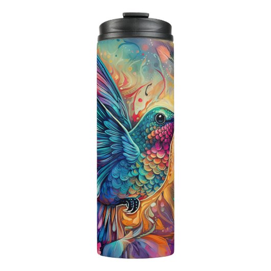 Hummingbird met Floral achtergrond Thermosbeker (Voorkant)