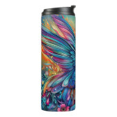 Hummingbird met Floral achtergrond Thermosbeker (Gedraaid links)