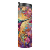 Hummingbird met Floral achtergrond Thermosbeker (Geroteerd rechts)