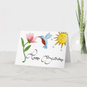 Hummingbird met Flower Happy Birthday Kaart