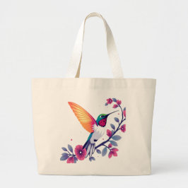Hummingbird met Flowers Grote Tote Bag