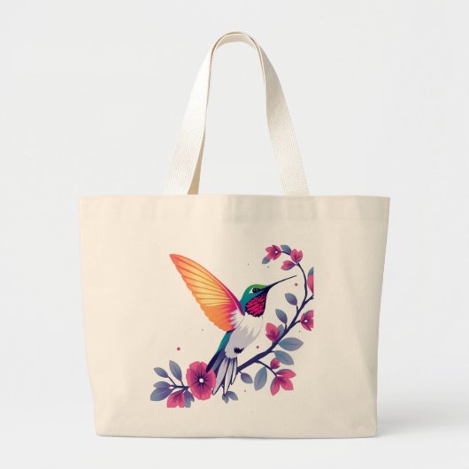 Hummingbird met Flowers Grote Tote Bag (Voorkant)