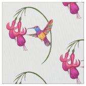 Hummingbird met Fuchsia Blossom Stof (Close Up)