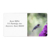 Hummingbird met paarse dahlias etiket (Voorkant)