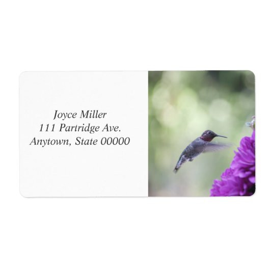 Hummingbird met paarse dahlias etiket (Voorkant)
