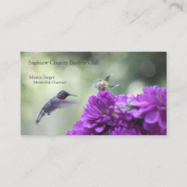 Hummingbird met paarse dahlias visitekaartje