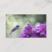 Hummingbird met paarse dahlias visitekaartje (Achterkant)