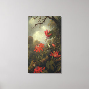 Hummingbird met passiebloemen canvas afdruk