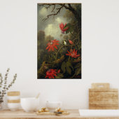 Hummingbird met passiebloemen poster (Keuken)