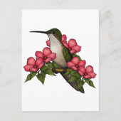 Hummingbird met roze bloemen: Natuur Art. Briefkaart (Voorkant)