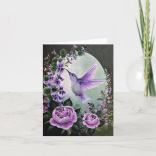 Hummingbird met rozen wenskaart kaart
