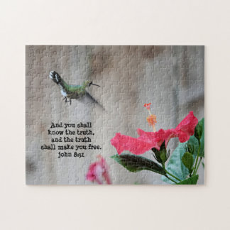 Hummingbird, met Verse (John 8:32) Legpuzzel