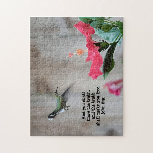 Hummingbird, met Verse (John 8:32) Legpuzzel (Verticaal)