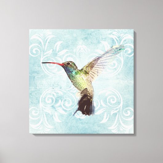 Hummingbird met Vlaamse achtergrond Canvas Afdruk (Voorkant)