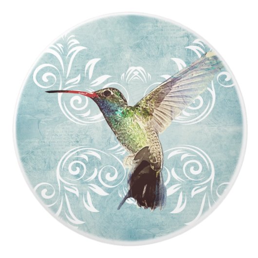 Hummingbird met Vlaamse achtergrond Keramische Knop (Voorkant)