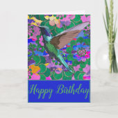 Hummingbird met Waterverf  bloemen Kaart (Voorkant)