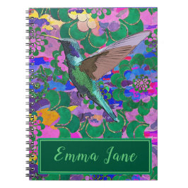  Hummingbird met  Waterverf Flowers Notitieboek
