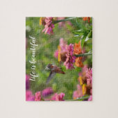 Hummingbird met Zinnia Flowers Legpuzzel (Verticaal)