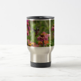 Hummingbird met Zinnias Reisbeker