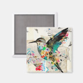 Hummingbird Mixed Media Art Collage Magnet (Voorkant / Achterkant)