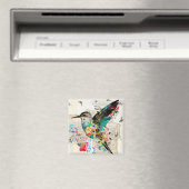 Hummingbird Mixed Media Art Collage Magnet (Insitu (Vaatwasser))