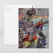 Hummingbird mixed media collage in progress briefkaart (Voorkant / Achterkant)