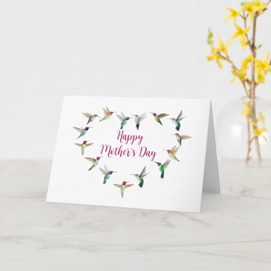 Hummingbird Moederdag Card Kaart (Gele Bloem)