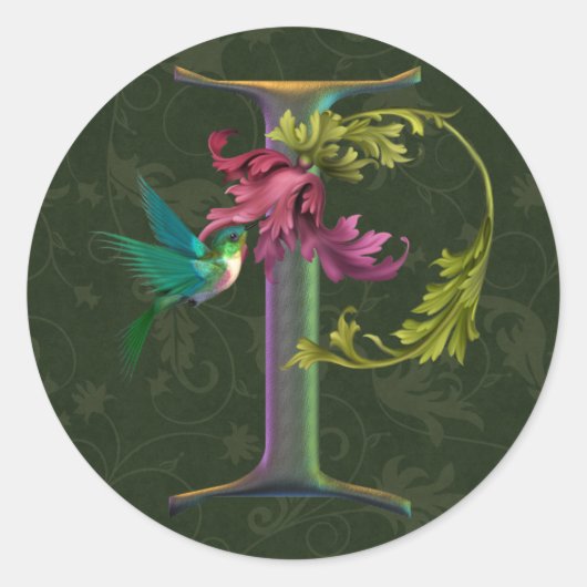 Hummingbird Monigram I Ronde Sticker (Voorkant)