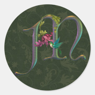 Hummingbird Monogram M Ronde Sticker