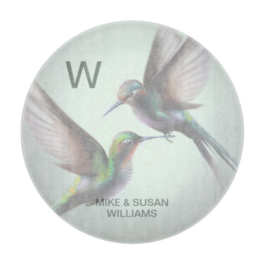 Hummingbird Monogram Naam toevoegen Snijplank (Voorkant)