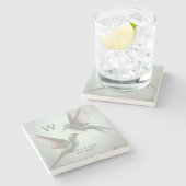 Hummingbird Monogram Naam toevoegen Stenen Onderzetter (Zijkant)