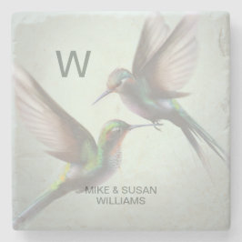 Hummingbird Monogram Naam toevoegen Stenen Onderzetter