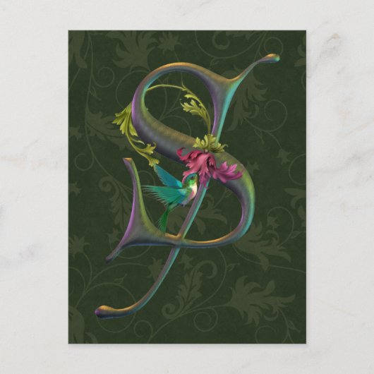 Hummingbird Monogram S Briefkaart (Voorkant)