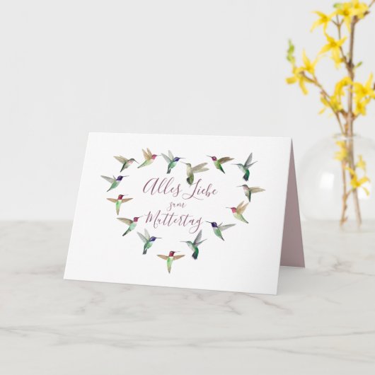 Hummingbird Muttertags Card Kaart (Gele Bloem)