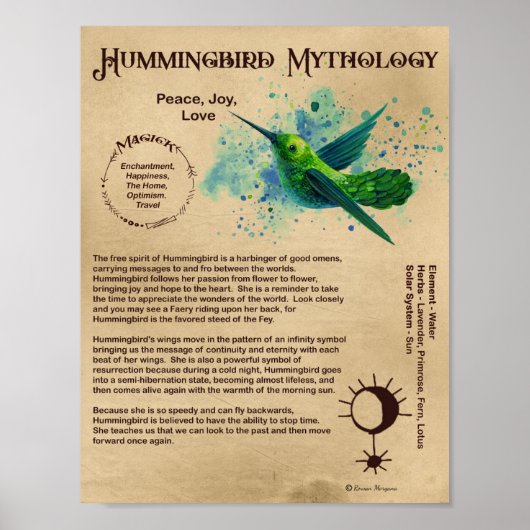 HUMMINGBIRD MYTHOLOGY POSTER (Voorkant)