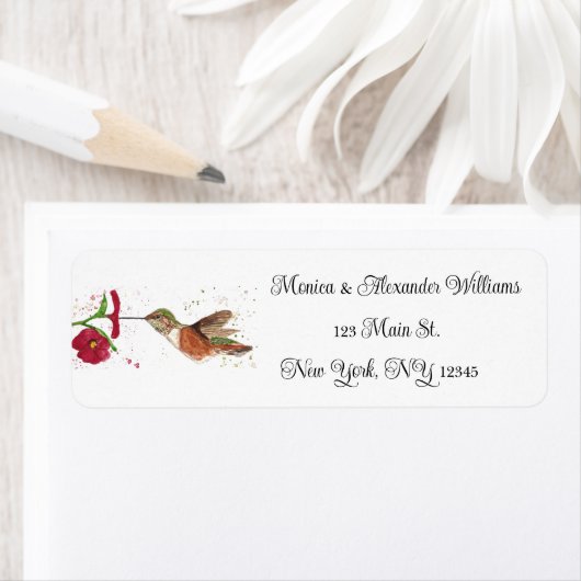 Hummingbird Natuur Waterverf Return Address Label (Insitu)