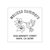 Hummingbird near Flowers Arch Address Rubberstempel (Afrduk)