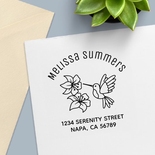 Hummingbird near Flowers Arch Address Zelfinktende Stempel