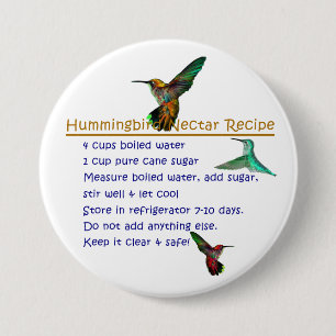 Hummingbird Nectar Recipe Ronde Button 7,6 Cm