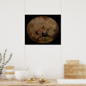 Hummingbird neest Victoriaans hekschilderij Poster (Keuken)