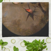 Hummingbird neest Victoriaans hekschilderij Theedoek (Gevouwen)