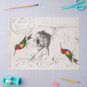 Hummingbird Nest  French Postmark Decoupage Tissuepapier (Craft)
