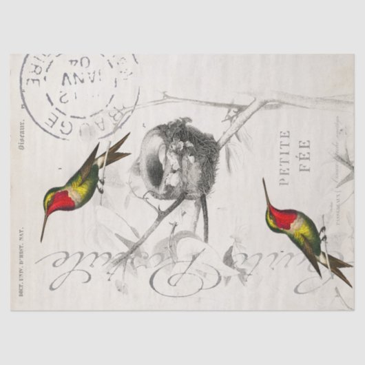 Hummingbird Nest  French Postmark Decoupage Tissuepapier (Voorkant)