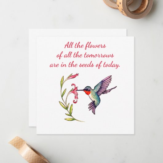Hummingbird notecard 5x5 notitiekaartje (Voorkant / Achterkant in situ)