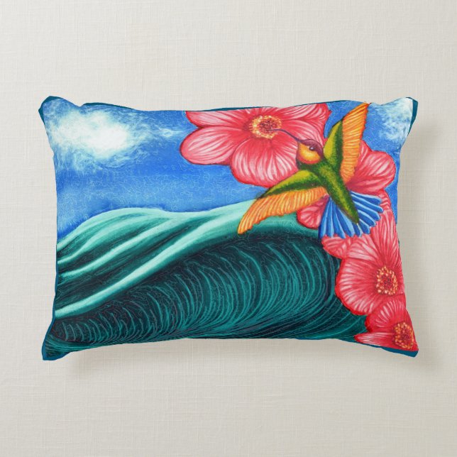 Hummingbird Ocean Accent Kussen (Voorkant)