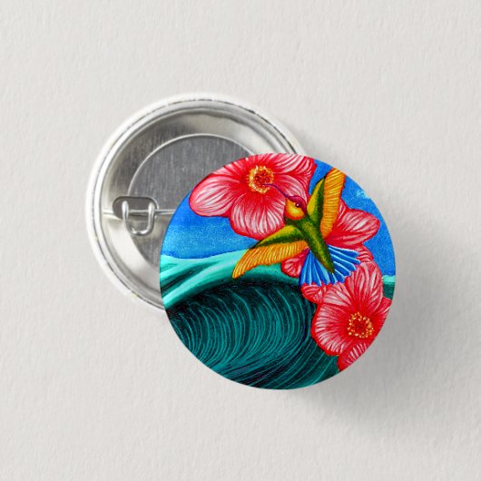 Hummingbird Ocean Ronde Button 3,2 Cm (Voorkant /achterkant)